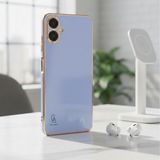 Wowacs Samsung Galaxy A07 Uyumlu Kılıf Kenarları Parlak Altın Renkli Kamera Korumalı Soft Tasarım Kılıf - Mavi