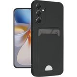 Wowacs Samsung Galaxy A16 5g Uyumlu Arka Kamera Korumalı Kart Koyulabilen Silikon Kartlıklı Kılıf Kapak - Siyah