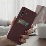 Wowacs Samsung Galaxy A17 Uyumlu Arka Kamera Korumalı Kart Koyulabilen Silikon Kartlıklı Kılıf Kapak - Bordo