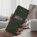 Wowacs Samsung Galaxy A17 Uyumlu Arka Kamera Korumalı Kart Koyulabilen Silikon Kartlıklı Kılıf Kapak - Koyu Yeşil