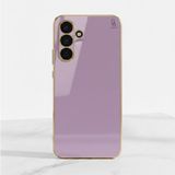 Wowacs Samsung Galaxy A17 Uyumlu Kılıf Kenarları Parlak Altın Renkli Kamera Korumalı Soft Tasarım Kılıf - Mor