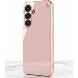 Wowacs Samsung Galaxy A17 Uyumlu Kılıf Kenarları Parlak Altın Renkli Kamera Korumalı Soft Tasarım Kılıf - Pembe