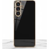 Wowacs Samsung Galaxy A17 Uyumlu Kılıf Kenarları Parlak Altın Renkli Kamera Korumalı Soft Tasarım Kılıf - Siyah