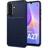 Wowacs Samsung Galaxy A27 Uyumlu Kılıf Karbon Tasarım Kamera Korumalı Silikon Telefon Kılıfı Kapak - Lacivert