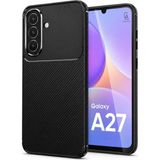 Wowacs Samsung Galaxy A27 Uyumlu Kılıf Karbon Tasarım Kamera Korumalı Silikon Telefon Kılıfı Kapak - Siyah