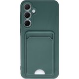 Wowacs Samsung Galaxy A35 5g Uyumlu Arka Kamera Korumalı Kart Koyulabilen Silikon Kartlıklı Kılıf Kapak - Koyu Yeşil