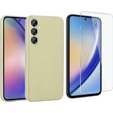 Wowacs Samsung Galaxy A55 5g ile Uyumlu Kılıf Soft Yumuşak Telefon Kılıfı ve Temperli Cam Ekran Koruyucu - Gold