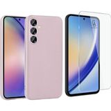 Wowacs Samsung Galaxy A55 5g ile Uyumlu Kılıf Soft Yumuşak Telefon Kılıfı ve Temperli Cam Ekran Koruyucu - Rose Gold