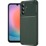 Wowacs Samsung Galaxy A57 5g Uyumlu Kılıf Karbon Tasarım Kamera Korumalı Silikon Telefon Kılıfı Kapak - Koyu Yeşil