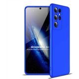 Wowacs Samsung Galaxy S21 Ultra ile Uyumlu Kılıf 3 Parçalı Tam Koruma Dayanıklı Soft Ince Kılıf - Mavi