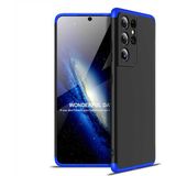 Wowacs Samsung Galaxy S21 Ultra ile Uyumlu Kılıf 3 Parçalı Tam Koruma Dayanıklı Soft Ince Kılıf - Siyah - Mavi