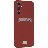 Wowacs Samsung Galaxy S24 Fe 5g Uyumlu Arka Kamera Korumalı Kart Koyulabilen Silikon Kartlıklı Kılıf Kapak - Bordo