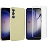 Wowacs Samsung Galaxy S24 Plus ile Uyumlu Kılıf Soft Yumuşak Telefon Kılıfı ve Temperli Cam Ekran Koruyucu - Gold