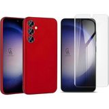 Wowacs Samsung Galaxy S24 Plus ile Uyumlu Kılıf Soft Yumuşak Telefon Kılıfı ve Temperli Cam Ekran Koruyucu - Kırmızı