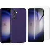 Wowacs Samsung Galaxy S24 Plus ile Uyumlu Kılıf Soft Yumuşak Telefon Kılıfı ve Temperli Cam Ekran Koruyucu - Lacivert