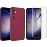 Wowacs Samsung Galaxy S24 Plus ile Uyumlu Kılıf Soft Yumuşak Telefon Kılıfı ve Temperli Cam Ekran Koruyucu - Mürdüm