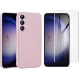 Wowacs Samsung Galaxy S24 Plus ile Uyumlu Kılıf Soft Yumuşak Telefon Kılıfı ve Temperli Cam Ekran Koruyucu - Rose Gold
