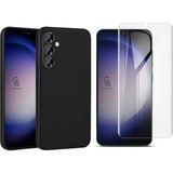 Wowacs Samsung Galaxy S24 Plus ile Uyumlu Kılıf Soft Yumuşak Telefon Kılıfı ve Temperli Cam Ekran Koruyucu - Siyah