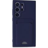 Wowacs Samsung Galaxy S24 Ultra Uyumlu Arka Kamera Korumalı Kart Koyulabilen Silikon Kartlıklı Kılıf Kapak - Lacivert