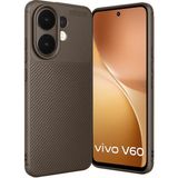 Wowacs Vivo V60 5g Uyumlu Kılıf Karbon Tasarım Kamera Korumalı Silikon Telefon Kılıfı Kapak - Kahverengi