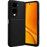 Wowacs Vivo Y29S Uyumlu Kılıf Karbon Tasarım Kamera Korumalı Silikon Telefon Kılıfı Kapak - Siyah