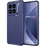 Wowacs Xiaomi 15 Pro Uyumlu Kılıf Karbon Tasarım Kamera Korumalı Silikon Telefon Kılıfı Kapak - Lacivert