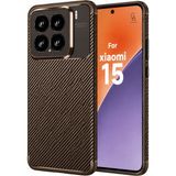 Wowacs Xiaomi 15 Uyumlu Kılıf Karbon Tasarım Kamera Korumalı Silikon Telefon Kılıfı Kapak - Kahverengi