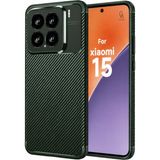Wowacs Xiaomi 15 Uyumlu Kılıf Karbon Tasarım Kamera Korumalı Silikon Telefon Kılıfı Kapak - Koyu Yeşil