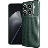 Wowacs Xiaomi 15T Pro Uyumlu Kılıf Karbon Tasarım Kamera Korumalı Silikon Telefon Kılıfı Kapak - Koyu Yeşil