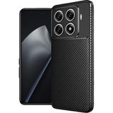 Wowacs Xiaomi 15T Pro Uyumlu Kılıf Karbon Tasarım Kamera Korumalı Silikon Telefon Kılıfı Kapak - Siyah