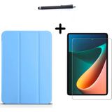 Wowacs Xiaomi Mi Pad 5 11 Inç Uyumlu Uyku Modlu Smart Tablet Kılıfı Ekran Koruyucu ve Kalem Seti - Mavi