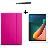 Wowacs Xiaomi Mi Pad 5 11 Inç Uyumlu Uyku Modlu Smart Tablet Kılıfı Ekran Koruyucu ve Kalem Seti - Pembe