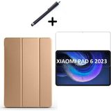 Wowacs Xiaomi Mi Pad 6 11 Inç Uyumlu Uyku Modlu Smart Tablet Kılıfı Ekran Koruyucu ve Kalem Seti Gold - Altın