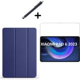 Wowacs Xiaomi Mi Pad 6 11 Inç Uyumlu Uyku Modlu Smart Tablet Kılıfı Ekran Koruyucu ve Kalem Seti Lacivert