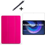 Wowacs Xiaomi Mi Pad 6 11 Inç Uyumlu Uyku Modlu Smart Tablet Kılıfı Ekran Koruyucu ve Kalem Seti Pembe