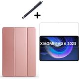 Wowacs Xiaomi Mi Pad 6 11 Inç Uyumlu Uyku Modlu Smart Tablet Kılıfı Ekran Koruyucu ve Kalem Seti Rose Gold