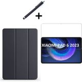 Wowacs Xiaomi Mi Pad 6 11 Inç Uyumlu Uyku Modlu Smart Tablet Kılıfı Ekran Koruyucu ve Kalem Seti Siyah