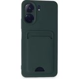 Wowacs Xiaomi Poco C65 Uyumlu Arka Kamera Korumalı Kart Koyulabilen Silikon Kartlıklı Kılıf Kapak - Koyu Yeşil