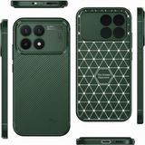 Wowacs Xiaomi Poco F8 Pro Uyumlu Kılıf Karbon Tasarım Kamera Korumalı Silikon Telefon Kılıfı Kapak - Koyu Yeşil