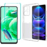 Wowacs Xiaomi Poco X5 Pro Uyumlu Kılıf Esnek Silikon Telefon Kılıfı ve Temperli Cam Ekran Koruyucu - Şeffaf