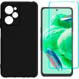 Wowacs Xiaomi Poco X5 Pro Uyumlu Kılıf Esnek Silikon Telefon Kılıfı ve Temperli Cam Ekran Koruyucu - Siyah