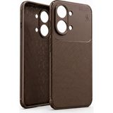 Wowacs Xiaomi Poco X8 Pro Max Uyumlu Kılıf Karbon Tasarım Kamera Korumalı Silikon Telefon Kılıfı Kapak - Kahverengi