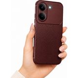 Wowacs Xiaomi Poco X8 Pro Uyumlu Kılıf Karbon Tasarım Kamera Korumalı Silikon Telefon Kılıfı Kapak - Bordo