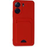 Wowacs Xiaomi Redmi 13C Uyumlu Arka Kamera Korumalı Kart Koyulabilen Silikon Kartlıklı Kılıf Kapak - Kırmızı