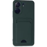 Wowacs Xiaomi Redmi 13C Uyumlu Arka Kamera Korumalı Kart Koyulabilen Silikon Kartlıklı Kılıf Kapak - Koyu Yeşil