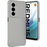 Wowacs Xiaomi Redmi 15 4g Uyumlu Kılıf Karbon Tasarım Kamera Korumalı Silikon Telefon Kılıfı Kapak - Gri