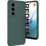 Wowacs Xiaomi Redmi 15 4g Uyumlu Kılıf Karbon Tasarım Kamera Korumalı Silikon Telefon Kılıfı Kapak - Koyu Yeşil