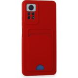 Wowacs Xiaomi Redmi Note 12 Pro 4g Uyumlu Arka Kamera Korumalı Kart Koyulabilen Silikon Kartlıklı Kılıf Kapak - Kırmızı