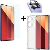 Wowacs Xiaomi Redmi Note 13 Pro 4g ile Uyumlu Kılıf Şeffaf Temperli Kırılmaz Cam Ekran ve Kamera Lens Koruyucu Seti