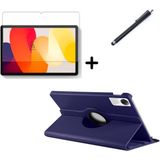 Wowacs Xiaomi Redmi Pad Se 11 Inç Uyumlu 360° Dönebilen Standlı Tablet Kılıfı Ekran Koruyucu ve Kalem Seti - Lacivert
